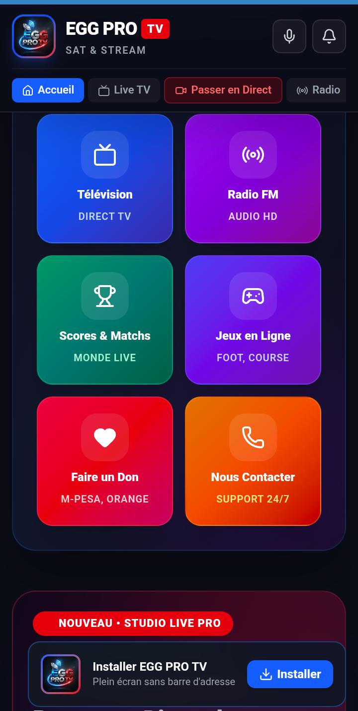 Capture d'écran de EGG PRO TV